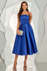 Load image into Gallery viewer, kongelig blå stroppeløs hjemkomst kjole