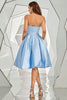 Load image into Gallery viewer, himmelblå stroppeløs hjemkomst kjole