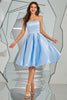 Load image into Gallery viewer, himmelblå stroppeløs hjemkomst kjole