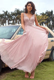 blush appliques chiffon ball kjole