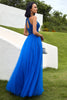 Load image into Gallery viewer, Royal Blue Tulle Prom Kjole med Appliques