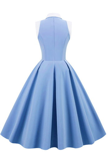 blå 1950 vintage swing kjole