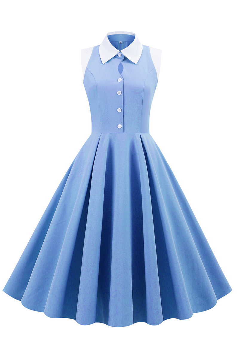 Load image into Gallery viewer, blå 1950 vintage swing kjole