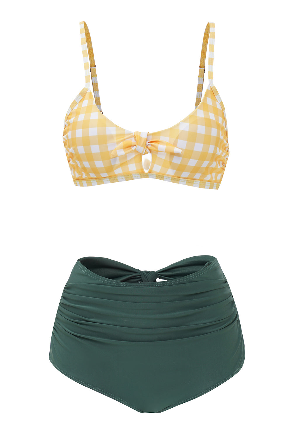 to stykke høy midje badedrakt med bowknot