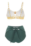 to stykke høy midje badedrakt med bowknot