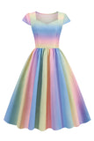 flerfarget trykt vintage 1950-tallet kjole