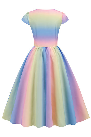 flerfarget trykt vintage 1950-tallet kjole