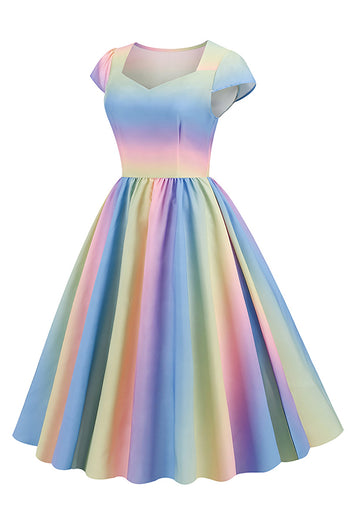 flerfarget trykt vintage 1950-tallet kjole