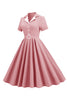 Load image into Gallery viewer, rødme plaid swing 1950-tallet kjole med korte ermer