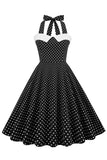 Halter Polka Dots Swing 1950-tallet Kjole