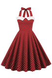 Halter Polka Dots Swing 1950-tallet Kjole