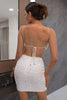 Load image into Gallery viewer, hvit paljett backless homecoming kjole