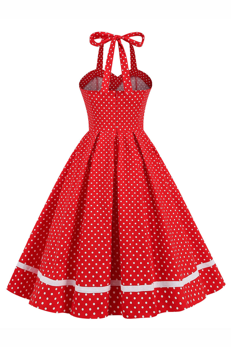 Load image into Gallery viewer, halter polka prikker swing kjole med knapper