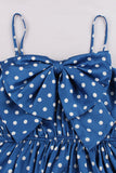 Royal Blue Polka Prikker 1950-tallet Kjole