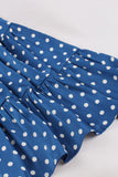 Royal Blue Polka Prikker 1950-tallet Kjole