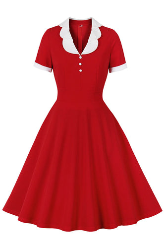 rød jakke nakke 1950-tallet swing kjole