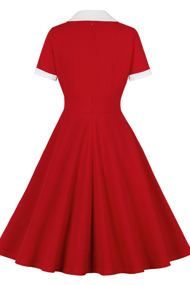 Load image into Gallery viewer, rød jakke nakke 1950-tallet swing kjole