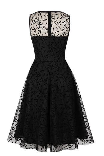 svart blonder vintage kjole