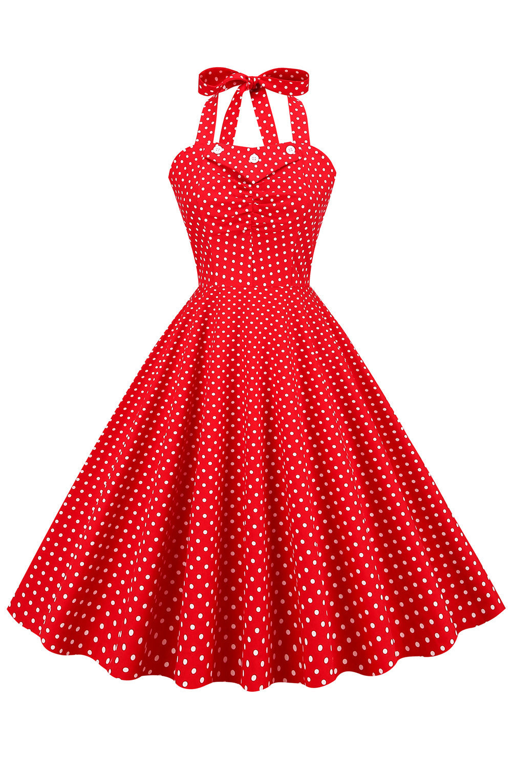 retro stil grime rød polka prikker 1950-tallet kjole