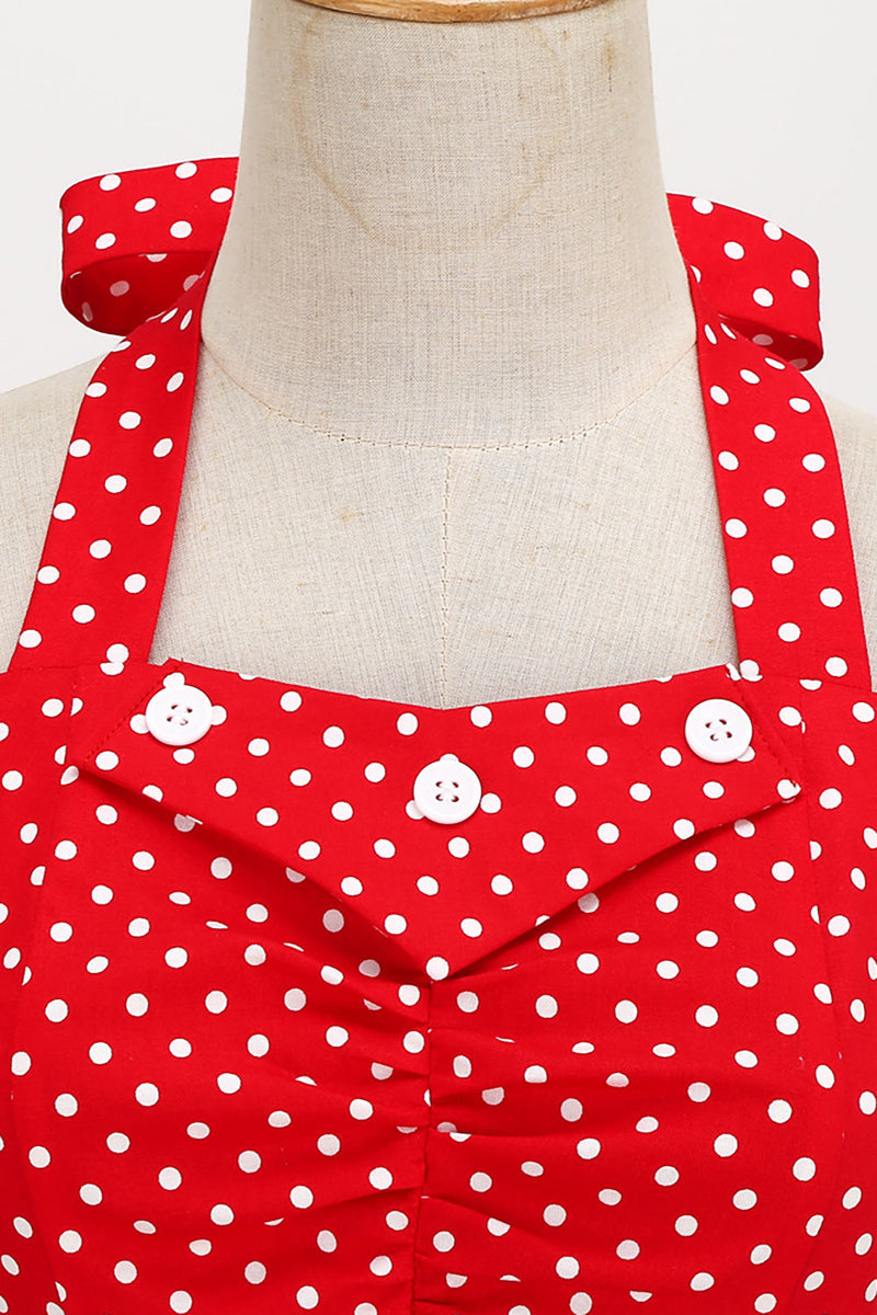 Load image into Gallery viewer, retro stil grime rød polka prikker 1950-tallet kjole