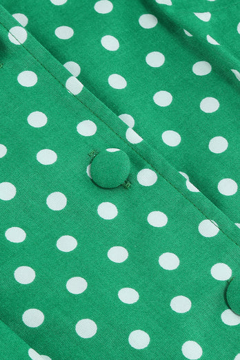 grønn lapel nakke polka prikker swing 1950-tallet kjole