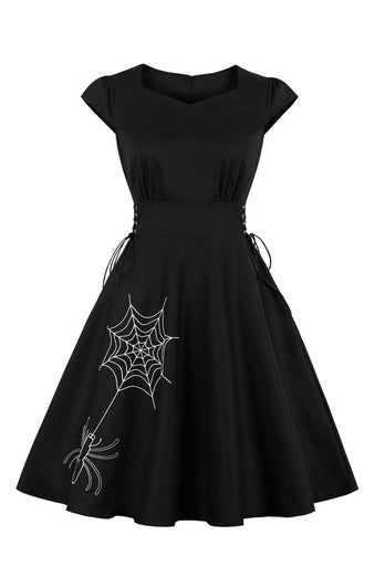 svart blonder-up vintage halloween kjole