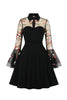 Load image into Gallery viewer, svart lange ermer halloween kjole med broderi