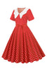 Load image into Gallery viewer, hepburn rød polka prikker print vintage kjole med belte