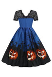 blonder kortermet print halloween retro kjole