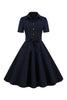 Load image into Gallery viewer, marine lapel nakke vintage 1950-tallet kjole