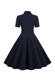 marine lapel nakke vintage 1950-tallet kjole