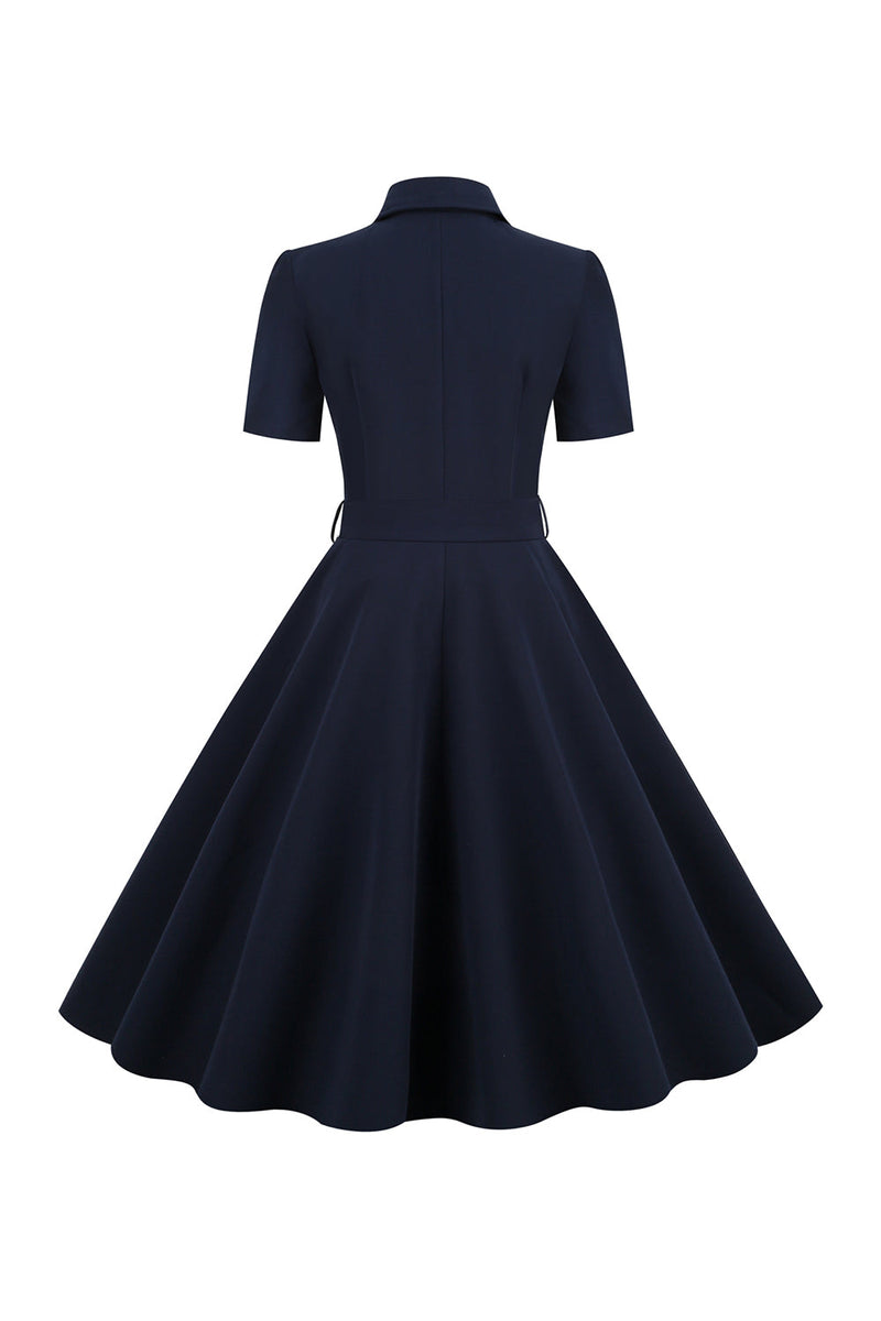Load image into Gallery viewer, marine lapel nakke vintage 1950-tallet kjole