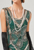 Load image into Gallery viewer, mørkegrønn 1920-tallet flapper kjole med frynser