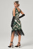 Load image into Gallery viewer, grønn scoop nakke ermeløs flapper kjole med frynser