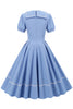 Load image into Gallery viewer, retro stil himmelblå 1950-tallet kjole med korte ermer