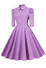 Load image into Gallery viewer, dukke krage lilla retro kjole med halve ermer
