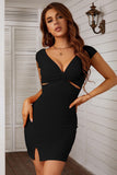 Hollow-out Bodycon Mini kjole med spalte