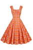 Load image into Gallery viewer, en-linje nakke høy midje vintage plaid kjole