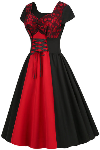 svart og rød halloween vintage 1950-tallet kjole