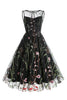 Load image into Gallery viewer, A Line Jewel Black Vintage Dress med broderi