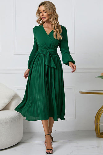 Langermer Grønn Casual kjole med Volanger