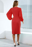 Bodycon Langermer Casual kjole med Volanger