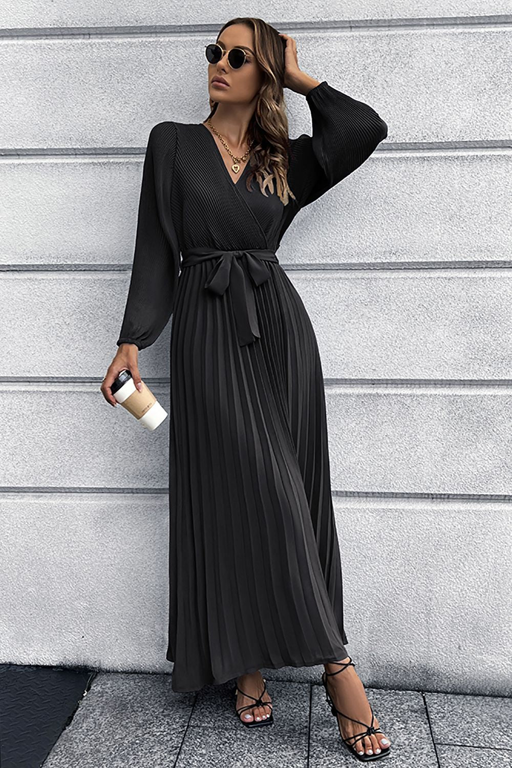 Langermer Ruffles Casual Dress med belte