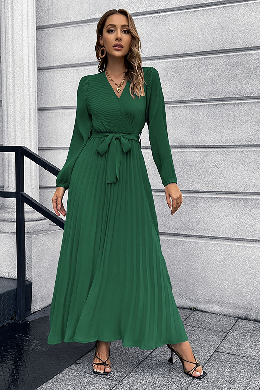 Langermer Ruffles Casual Dress med belte