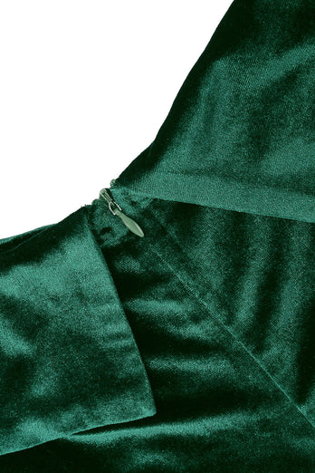 En linje av skulderen Mørkegrønn fløyelskjole
