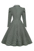 Load image into Gallery viewer, Vintage britisk stil Slim Fit Lapel Green Grid 1950-talls kjole