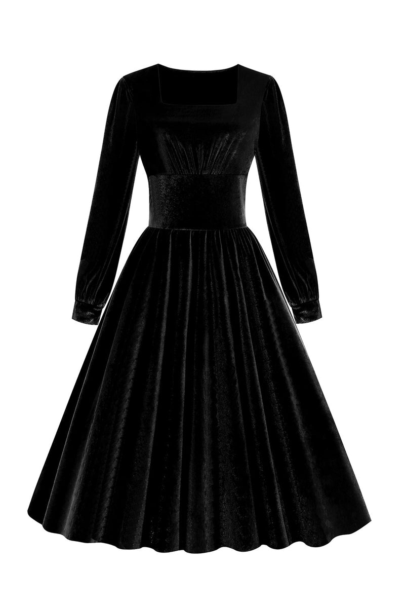 Load image into Gallery viewer, Rød fløyel Midi A-linje Vintage kjole