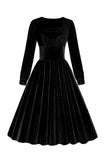 Grønn A-line Velvet Vintage kjole