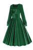 Load image into Gallery viewer, Grønn A-line Velvet Vintage kjole