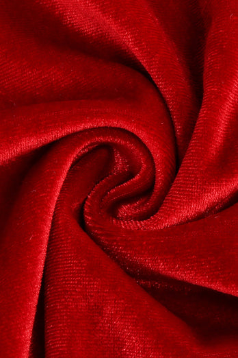 Rød fløyel Midi A-linje Vintage kjole